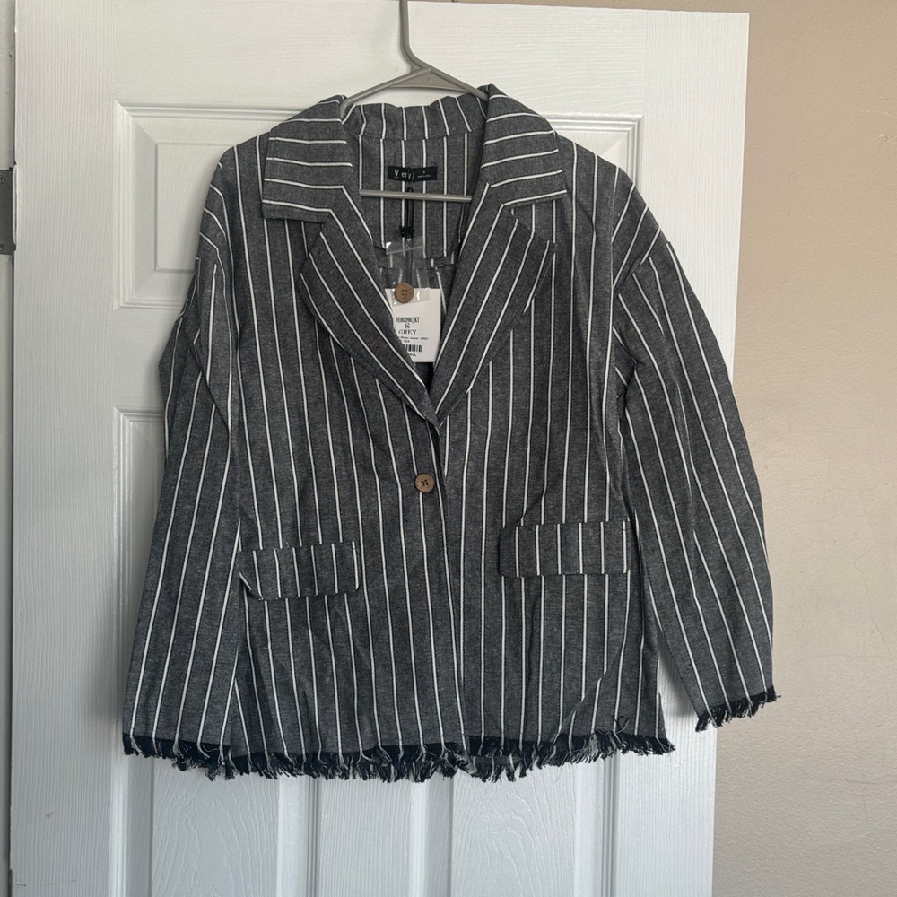 Very J Black and White Striped Blazer